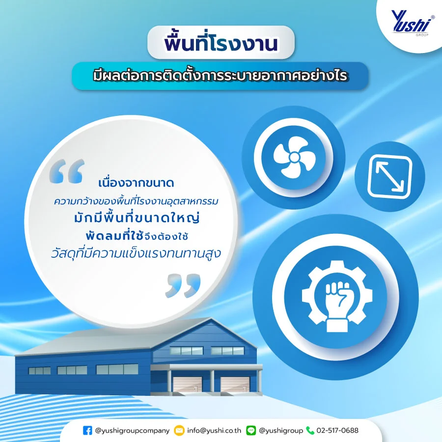 พื้นที่โรงงาน มีผลต่อการติดตั้งการระบายอากาศอย่างไร